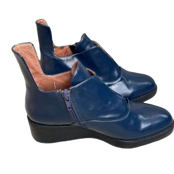 Jeffery Campbell Westerly Booties Blue Brushed Patent Leather Size 36.5 - Picture 4 of 8